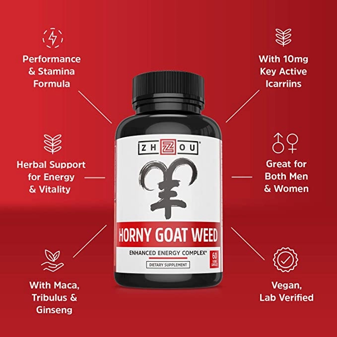 Horny Goat Weed Zhou Nutrition 60 Cápsulas, Complexo de Energia Sexual