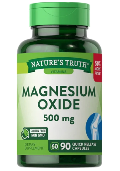 Óxido de Magnésio, 500mg, 90 cápsulas de liberação rápida, Natures Truth