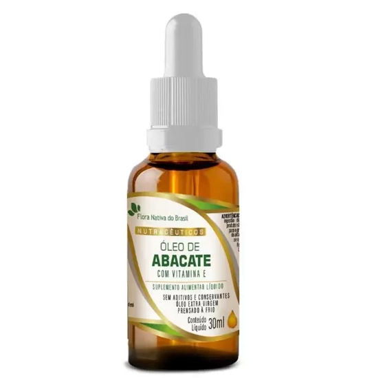 Óleo de Abacate com Vitamina E em Gotas, 30ml, Flora Nativa