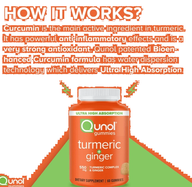 Cúrcuma 2400mg e Gengibre 150mg, Com Pimenta preta, Suporte para articulações, 105 Cápsulas, Qunol