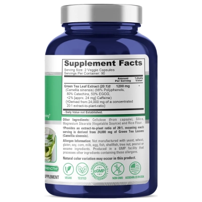 Green Tea Extract (Extrato de Chá Verde), 24,000mg, 180 Cápsulas, Nusapure