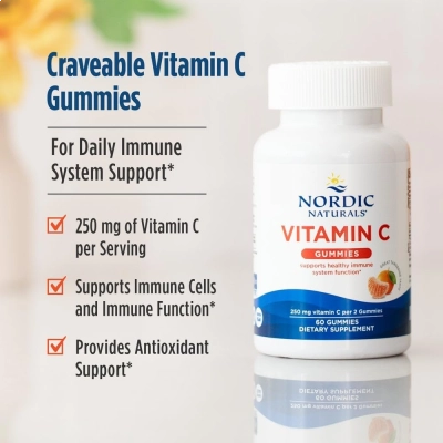 Vitamina C, 250mg, Suporte ao Sistema Imunológico e Proteção Antioxidante, 120 Gummies, Nordic Naturals