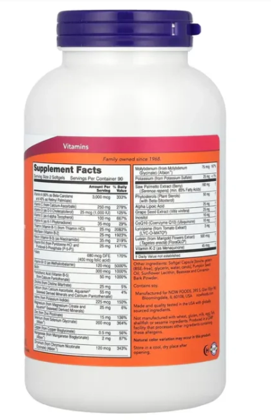 ADAM, Multivitamínico Masculino, 180 Cápsulas, Now