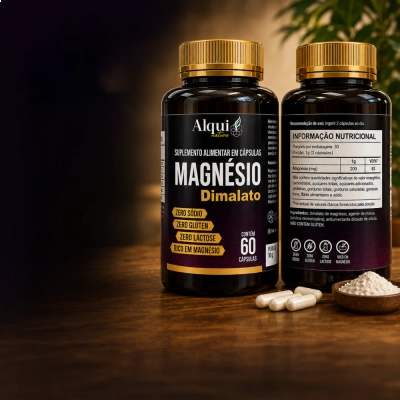 Magnésio Dimalato, Disposição, Recuperação Muscular e Bem-Estar Diário, 60 Cápsulas, Alquimia