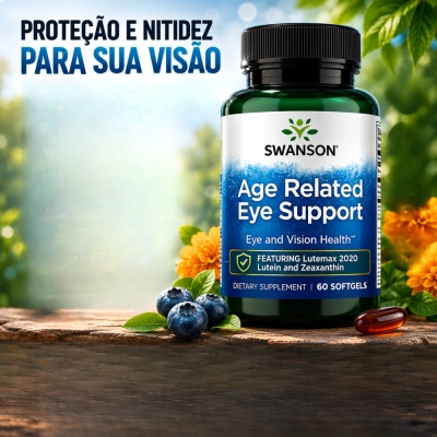 Age Related Eye Support 340mg, Fórmula com Antioxidantes para Suporte à Saúde Ocular, 60 Softgels, Swanson
