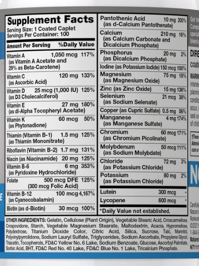 Multivitamínico ABC Senior Mens, 100 Comprimidos Mastigáveis, Nature's Truth