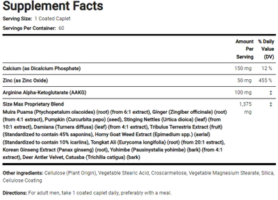 Size Max, Blend performance para Homens, 60 cápsulas, PipingRock