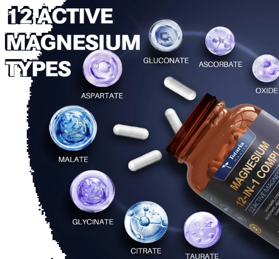 Complexo de Magnésio 700mg, Glicinato, Óxido de Malato, Taurato, Aspartato e Orotato, 120 Capsulas, Totaria Health