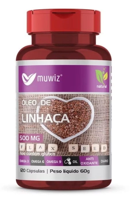 Óleo De Linhaça, 500mg, 120 Cápsulas, Muwiz