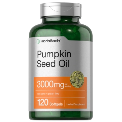 Pumpkin Seed Oil 3000mg, Óleo da Semente de Abóbora, 120 Cápsulas, Horbaach