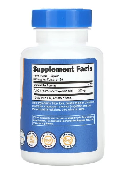 TUDCA, 250mg, 60 Cápsulas, Nutricost