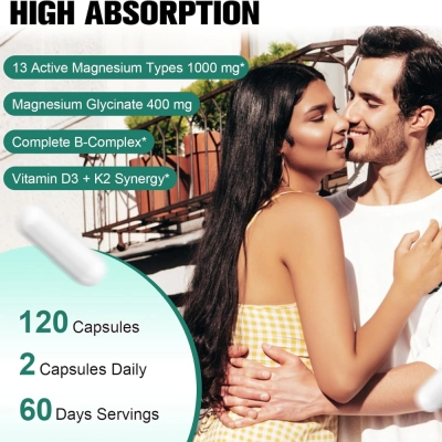 Complexo de Magnésio, Methylated B Complex, 120 Cápsulas, Totaria Health