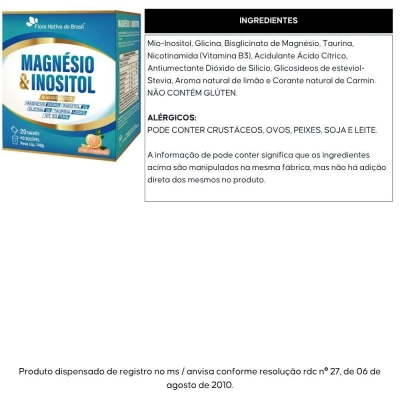Magnésio & Inositol + Vit. B3 + Taurina, 20 Sachês, Sabores, Flora Nativa