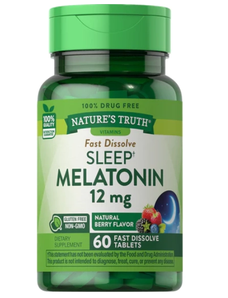 Melatonina 12mg, 60 comprimidos de dissolução rápida, Nature's Truth