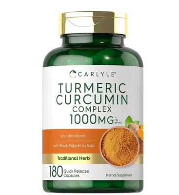 Turmeric, Cúrcuma Curcumina com Pimenta Preta, 1000mg, 180 Cápsulas, Carlyle