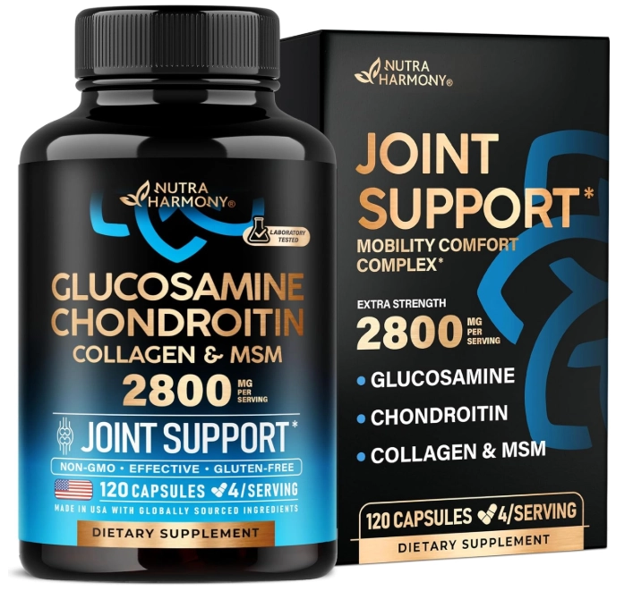 Glucosamina Condroitina 2800mg com MSM e Colágeno, 120 Cápsulas, Totaria Health
