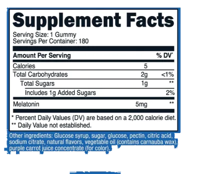 Melatonina 5mg, 180 Gomas Sabor Morango, Nutricost