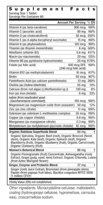 Multivitamínico One para Mulheres. Com vitamina C, D e Zinco, 60 comprimidos, Rainbow Light