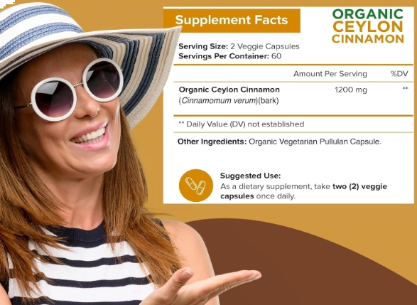 Organic Ceylon Cinnamon, Canela do Ceilão 1200mg, 120 Cápsulas, NutriFlair