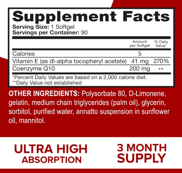 Ultra CoQ10 200mg Força Extra, 90 Cápsulas, Qunol