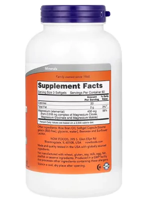 Citrato de Magnésio 400mg, 180 Cápsulas, Now