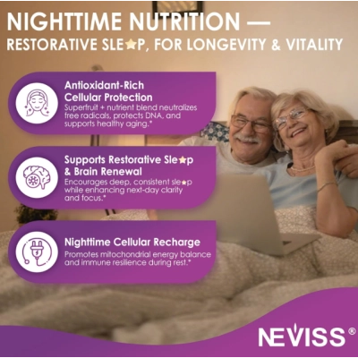 Melatonina 100mg, Saúde Antioxidante e Cognitiva, com Cúrcuma, Trans-resveratrol, Vitamina B12, 75 Cápsulas, Neviss