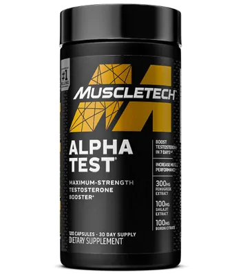 Alpha Test, Testosterone Max Strength, Amplificador de testosterona, 120 Cápsulas, MuscleTech
