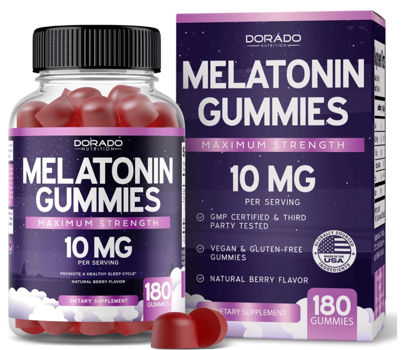 Melatonina 10mg, 180 Gomas Sabor Frutas Vermelhas, Dorado