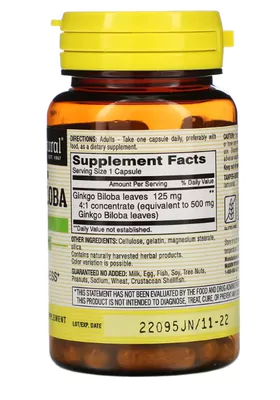 Ginkgo Biloba, 125mg, 60 Cápsulas, Mason Natural