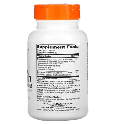 Cúrcuma de Alta Absorção, 500mg, 120 Cápsulas, Doctor's Best