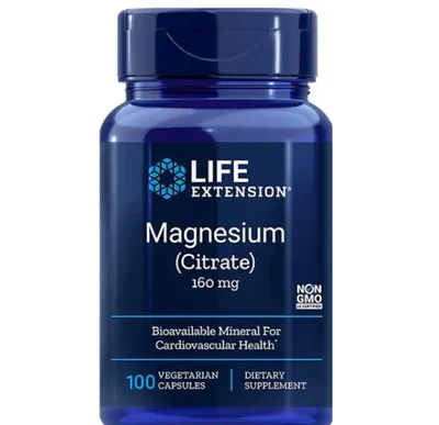 Magnésio Citrate, 160mg, 100 Capsulas, Life Extension