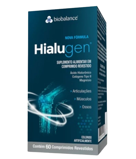 Hialugen, Com Ácido Hialurônico, Colágeno Tipo II e Bisglicinato de Magnésio, 60 Comprimidos, Biobalance