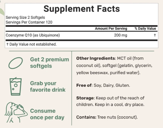 Coenzima CoQ10 200mg, 240 Cápsulas, Micro Ingredients