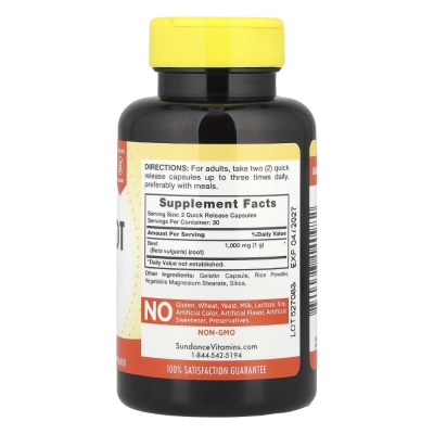 Beet Root (Beterraba), 1000mg, 60 Cápsulas, Sundance