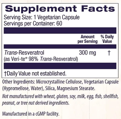 Resveratrol 300mg, 60 Cápsulas, Healthy Origins