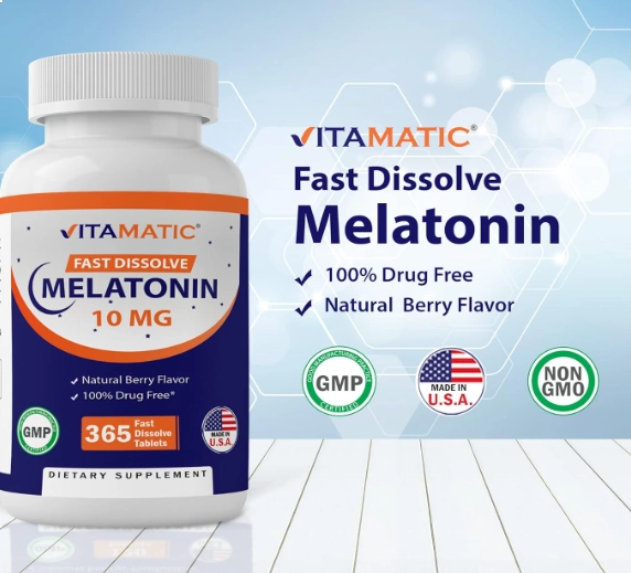 Melatonina 10mg, 365 Comprimidos Sabor Frutas Vermelhas, Vitamatic