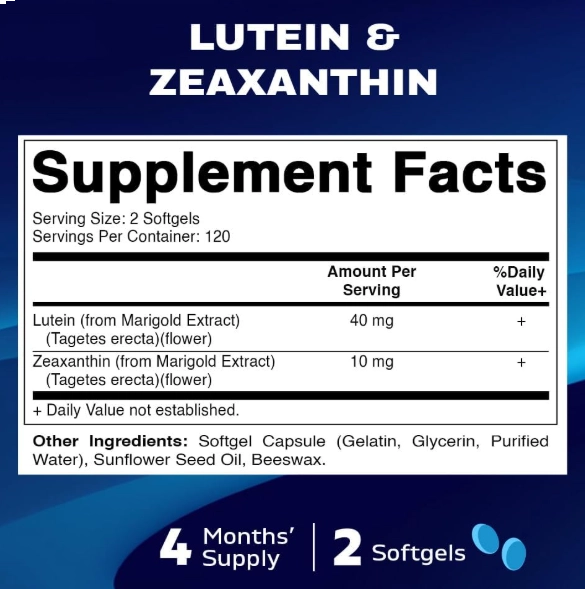 Luteina 40mg com Zeaxantina 10mg, 240 Softgels, Vitamatic