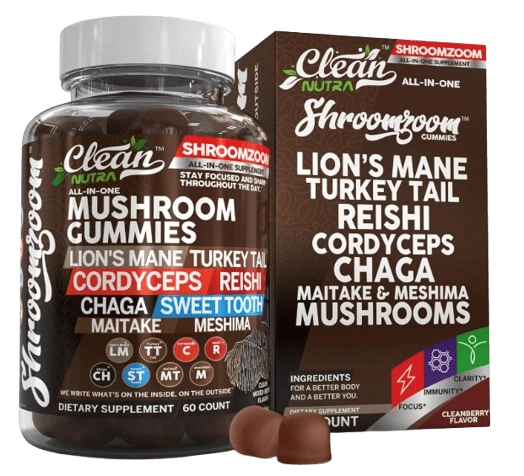 Mushrooms cogumelo 15 em 1, Cordyceps, Shiitake, Tremella, Oyster, Agaricus, Chaga e Juba de Leão, 60 Gomas, Clean Nutra