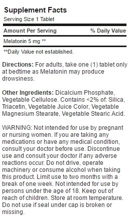 Melatonina, 5mg Bi-layered - dupla liberação 60 comprimidos Puritan's Pride