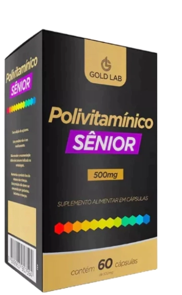 Polivitamínico AZ 500mg Senior, 60 Cápsulas, Gold Lab