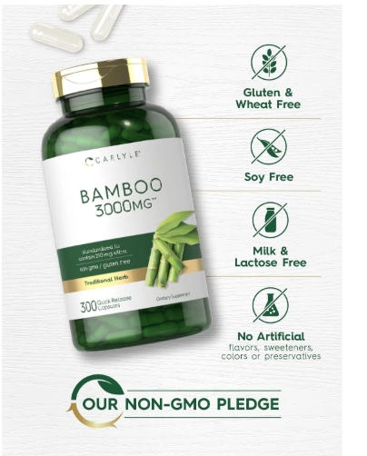 Bamboo 3000mg, Extrato de Bambu, 300 Cápsulas, Carlyle