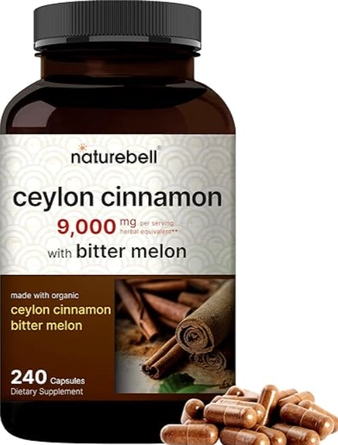 Ceylon Cinnamon, Canela do Ceilão 9000mg, 240 Cápsulas, NatureBell