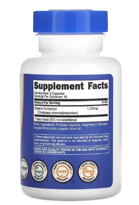 Cogumelo Cordyceps, 1100mg, 90 Cápsulas, Nutricost