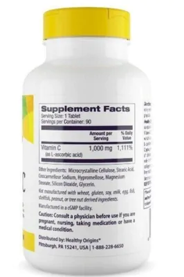 Vitamina C 1000mg, 90 comprimidos, Healthy Origins