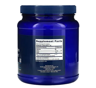 Peptídeos de Colágeno Tipo I, II e III para Pele e Articulações, 343g, Life Extension