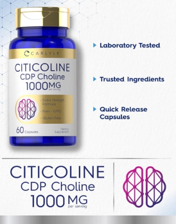 Citicoline CDP Choline 1000mg, 60 Cápsulas, Carlyle