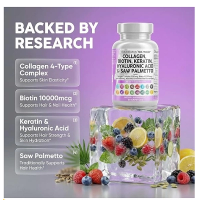 MultiMane Colágeno 1000mg com Vitaminas para Cabelo, Pele e Unhas, 90 Cápsulas, Clean Nutraceuticals