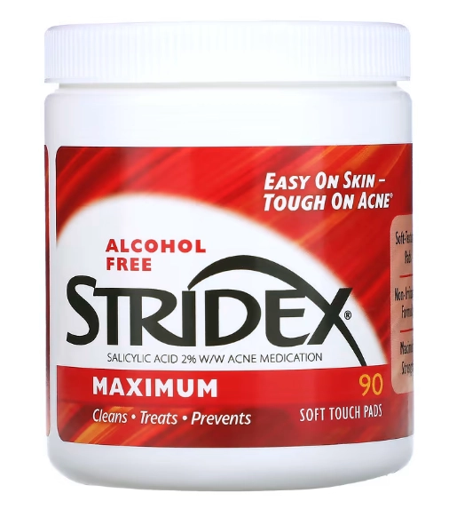 Maximum, Para tratamento da acne,  90 almofadas de toque suave sem álcool, Stridex