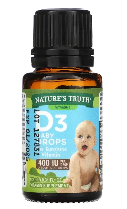 Vitamina D3 400UI, para Bebês e Recém-nascidos, 9,2ml, Nature's Truth