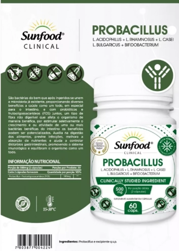 Probacillus, 500mg, 60 Cápsulas, Sunfood